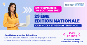 La 29ème édition nationale du forum en ligne Talents Handicap